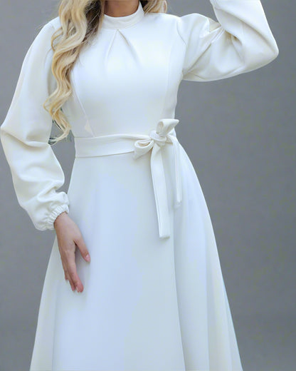Almanal Cream Maxi Dress with Belt