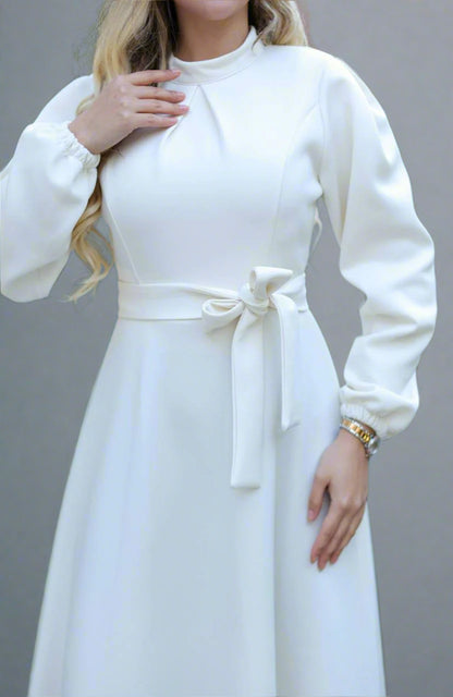 Almanal Cream Maxi Dress with Belt