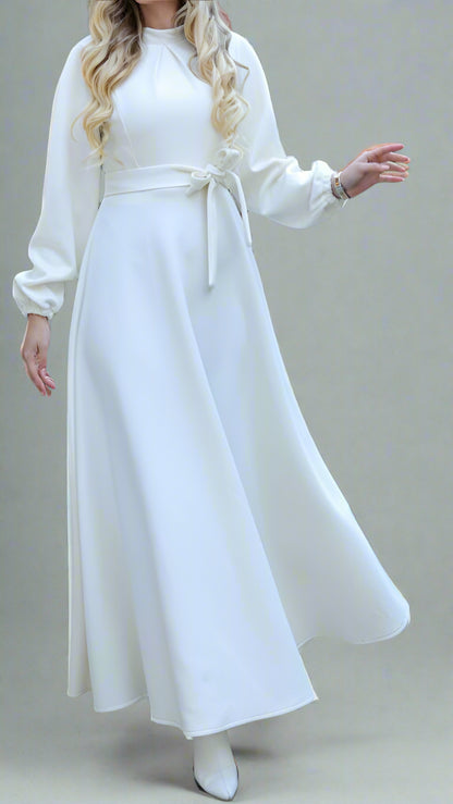 Almanal Cream Maxi Dress with Belt